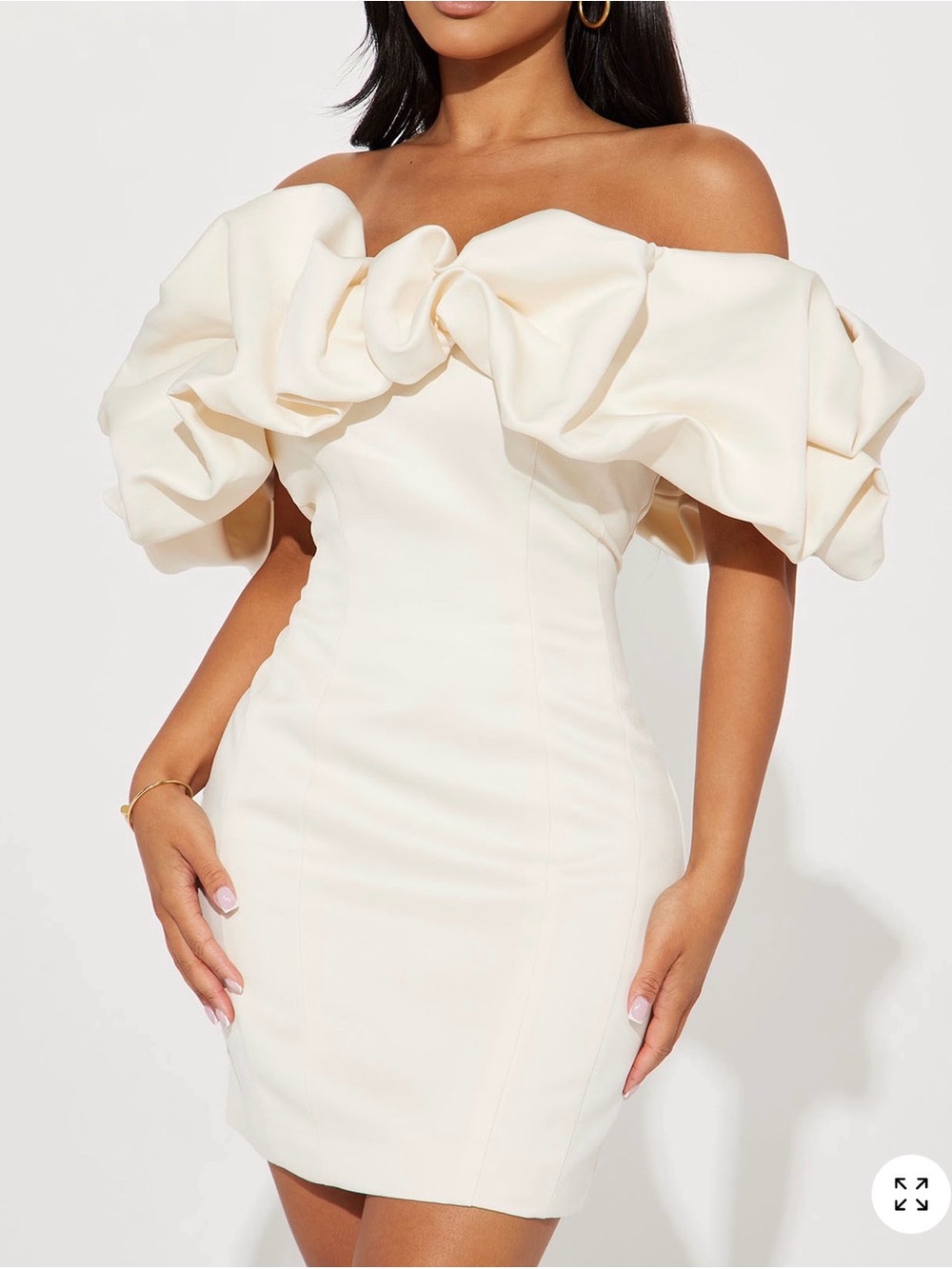 Windsor Cream One-Shoulder Ruffle Mini Dress